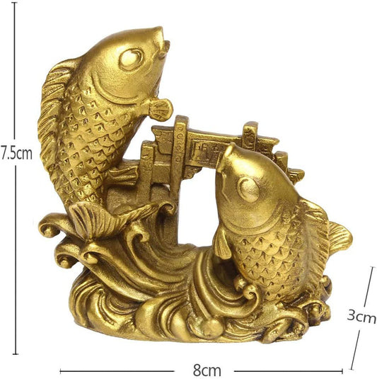 BRABUD Chinese Handmade Brass Small Arowana Golden Fish Statue Home Decor Gift 3''(H) BS054