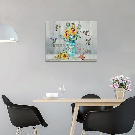 Abstract Hummingbird Sunflower Wall Art Canvas Inspirational Quotes Poster Farmhouse Flowers Artwork Modern Home Decorations Framed and Stretched Ready to Hang for Living Room Bedroom Office12X16Inch