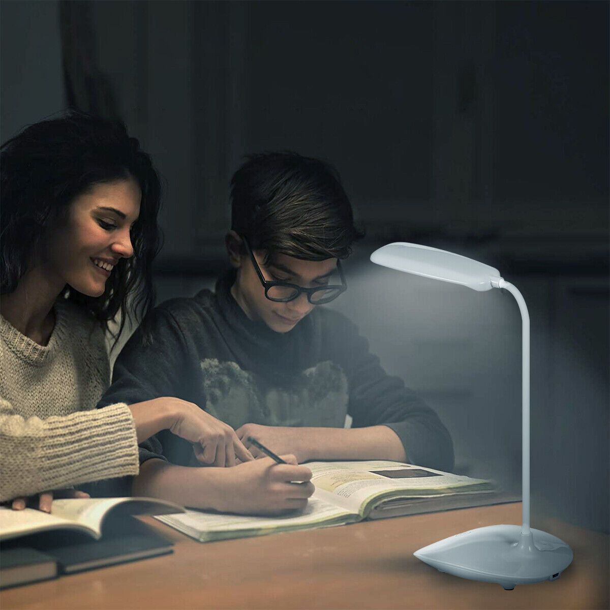 Dimmable LED Desk Light Touch Sensor Table Bedside Reading Lamp USB Rechargeable