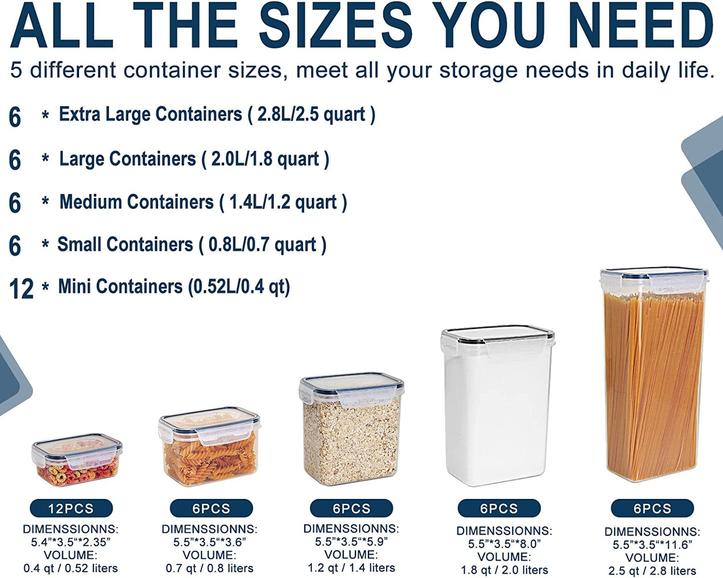 Airtight Food Storage Containers 36-Piece Set, Kitchen & Pantry Organization, BPA Free Plastic Storage Containers with Lids, for Cereal, Flour, Sugar, Baking Supplies, Labels & Measuring Cups