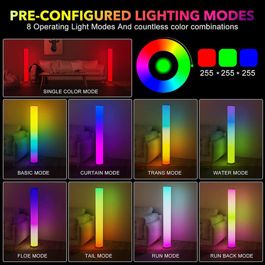 2-Pack Corner Floor Lamp,Lamps for Living Room with Smart App and Remote Control,Color Changing Mood Lighting with Music Sync,Colorful Atmosphere Decoration Lamp Dimmable Night Light