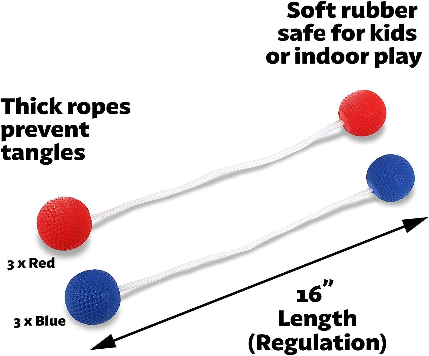 Pro Grade Ladder Toss Indoor/Outdoor Game Set with 6 Soft Rubber Bolo Balls, Travel Carrying Case