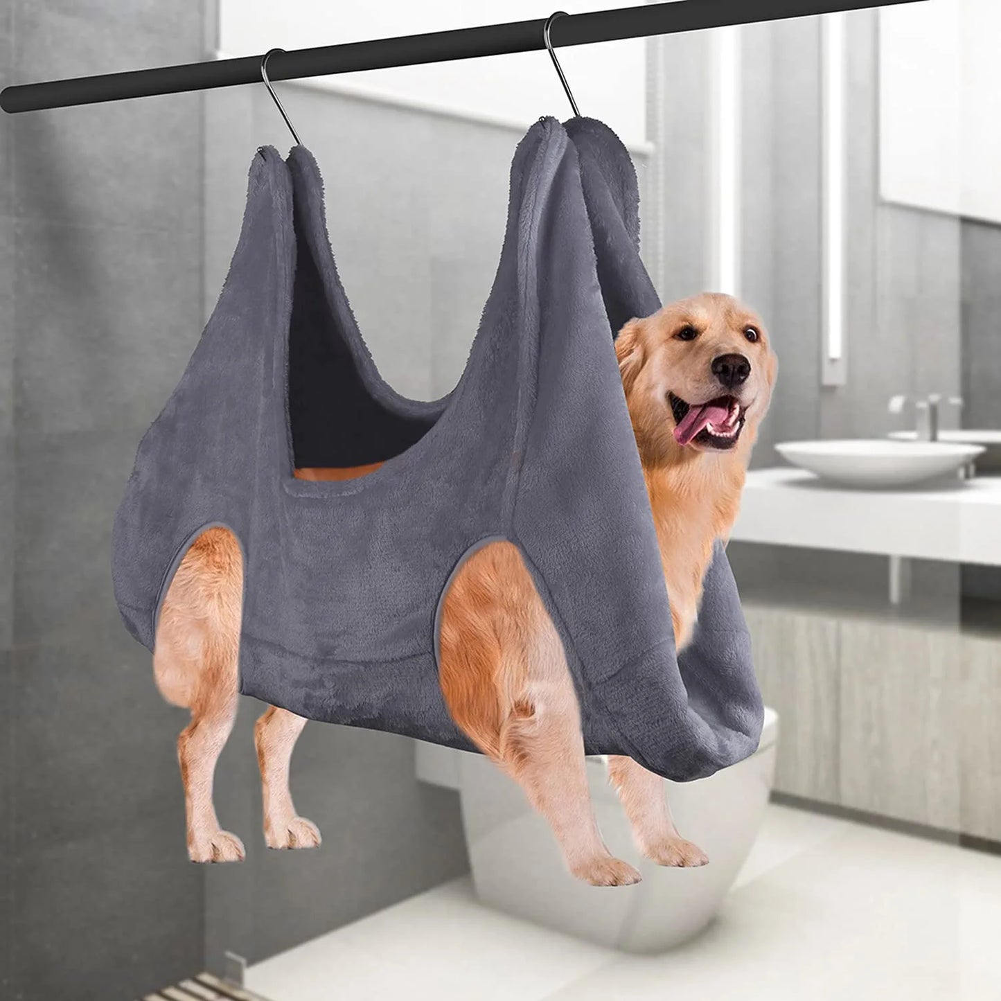 Pet Grooming Hammock Harness, Dog Grooming Helper for Bathing Nail Trimming, 2 in 1 Dog Drying Towel Washing Restraint Bag