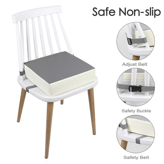 Toddler Booster Seat for Dining Table, PU Washable 2 Belt Attach to Booster Chair for Toddlers Eating, Kids Child Baby Portable Booster Seat for Kitchen Restaurant Table