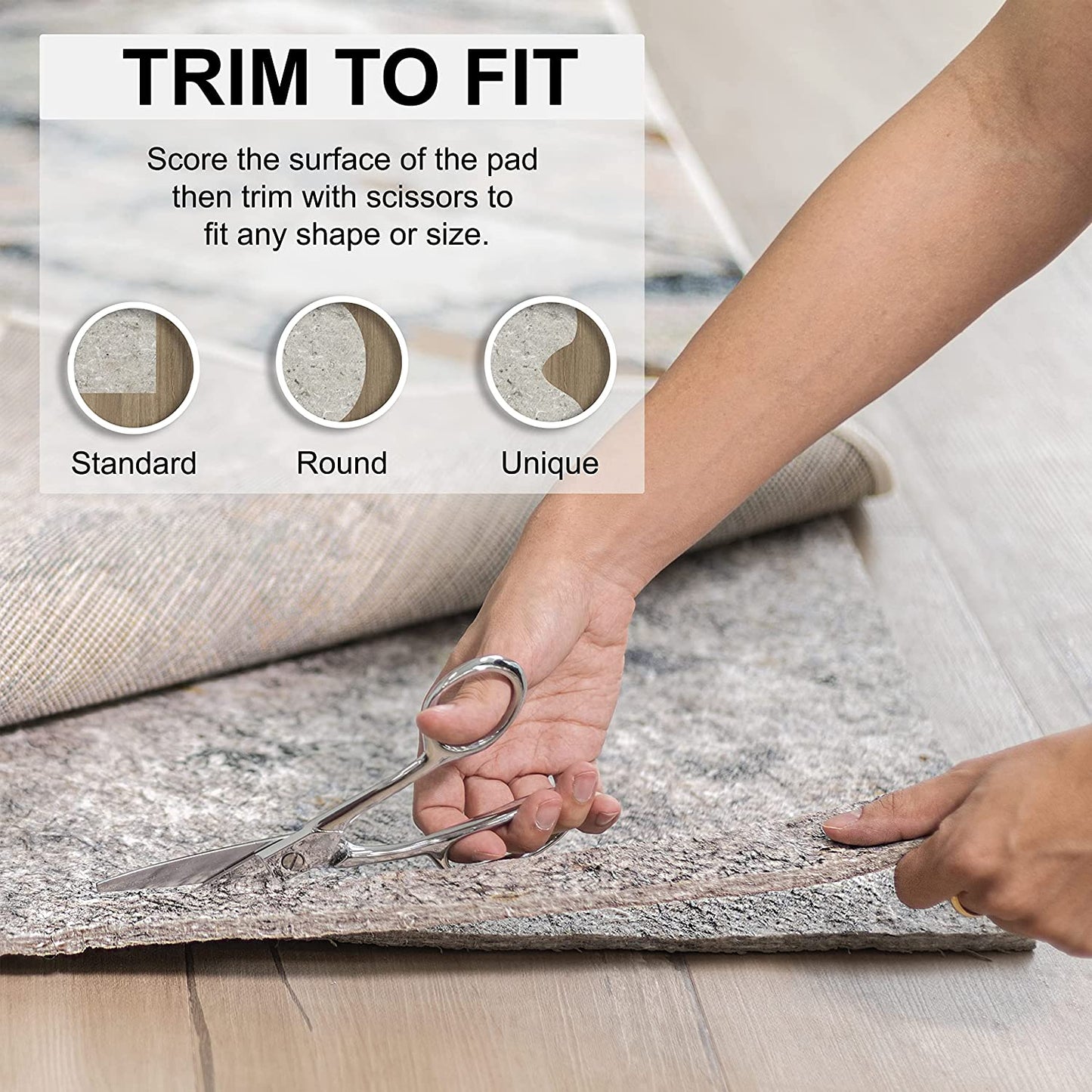 8' X 10' Non Slip Rug Pad Gripper 3/8 Thick Dual Surface Felt + Rubber Gripper - Safe for All Floors