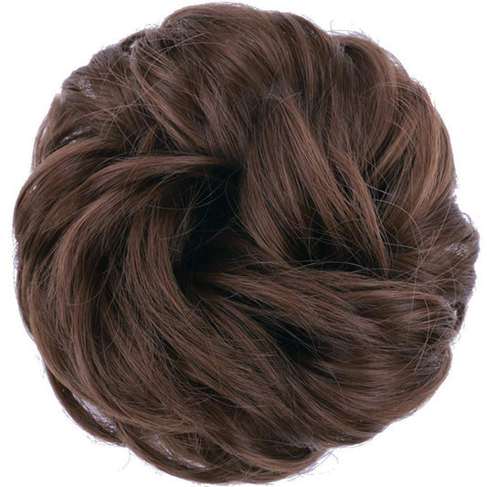 1PCS Messy Hair Bun Hair Scrunchies Extension Curly Wavy Messy Synthetic Chignon for Women Updo Hairpiece (8#(Medium Chestnut Brown))