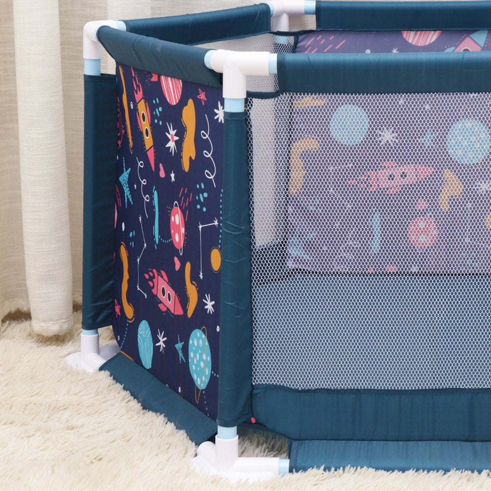 43 Inch Tight & Firm Baby Playpen Baby Playard with Breathable Mesh and Playmat, Intant Newborn Play Game Fence Kids Playinghouse for 0-2 Year Old