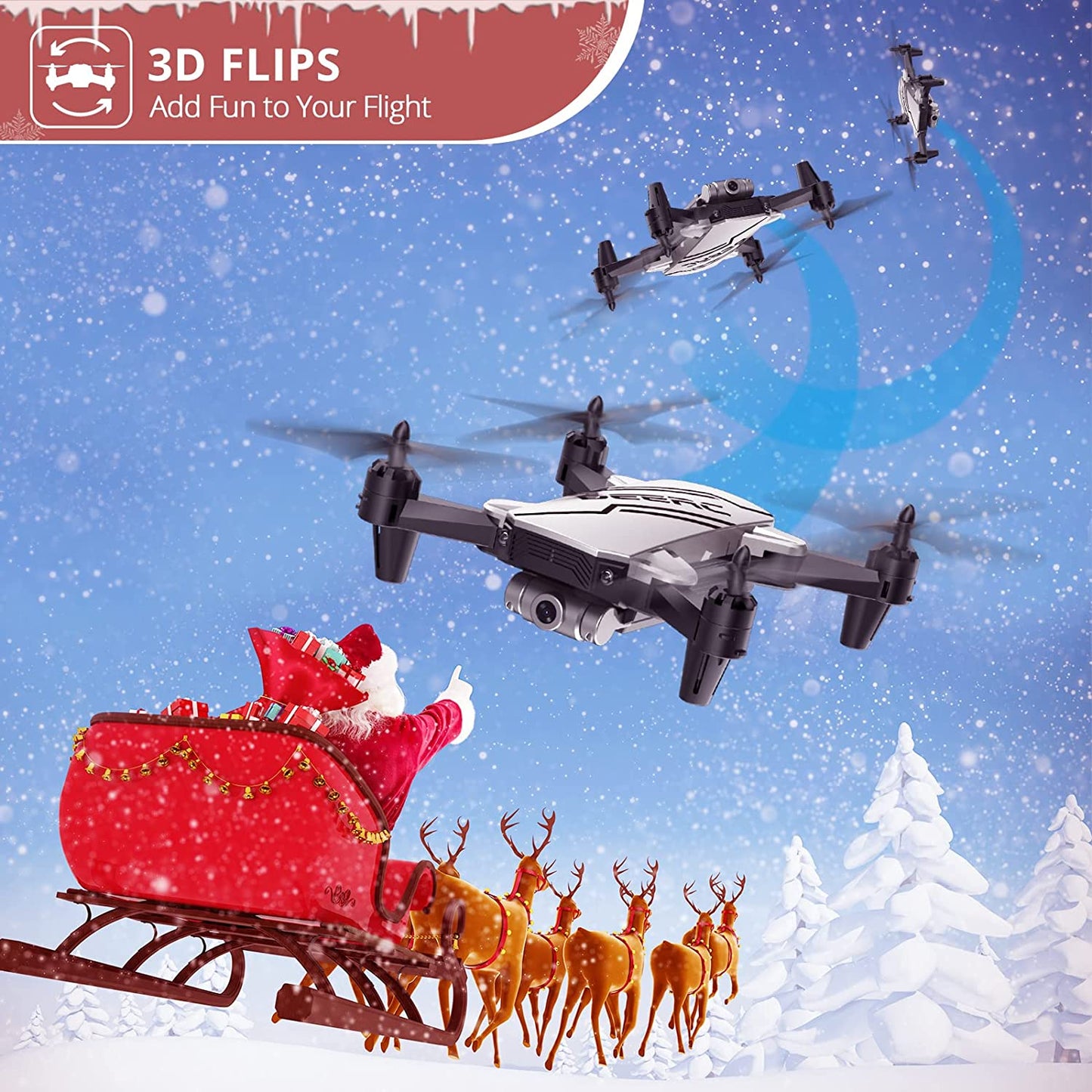 D20 Mini Drone for Kids with 720P HD FPV Camera Remote Control Toys Gifts for Boys Girls with Altitude Hold, Headless Mode, One Key Start Speed Adjustment, 3D Flips 2 Batteries, Silver