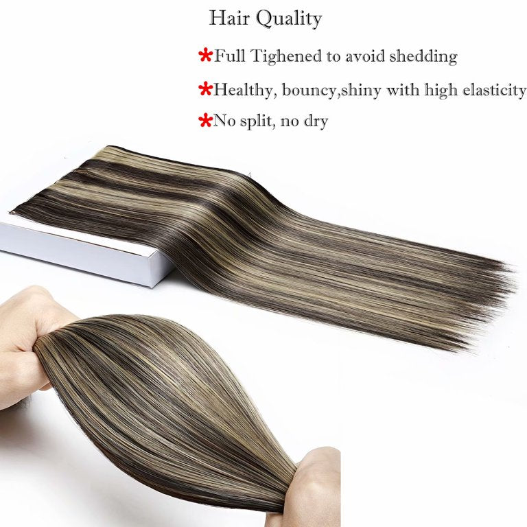 Benehair Clip In Hair Extensions Full Head Long Thick 8 Pieces Hair 18 Clips Curly Wavy Straight Hairpieces 100% Real Natural as Human Best Hair Set 24'' Curly Dark Brown & Ash Blonde