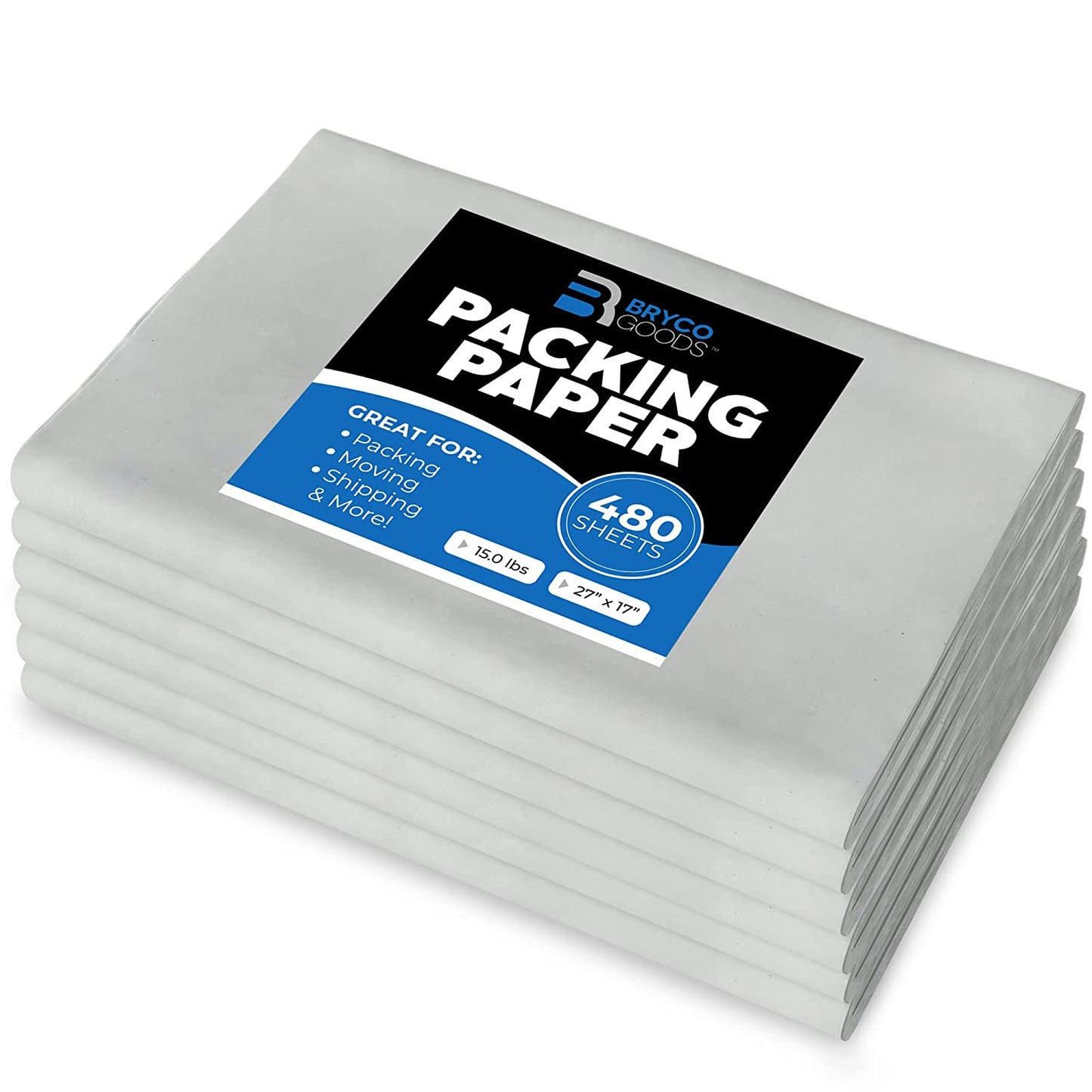 Packing Paper Sheets for Moving - 15Lb - 480 Sheets of Newsprint Paper - Must Have in Your Moving Supplies - 27" X 17" - Made in USA