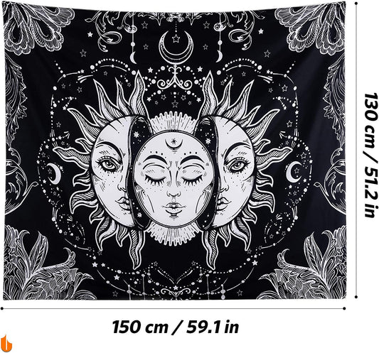 Not Fade Machine Washable Mandala Tapestry Wall Hanging Trippy Hippie Bohemian Psychedelic Wall Tapestry for Bedroom Living Room, Blue White, Small (28.7X37.4 Inches)(73X95 Cm)