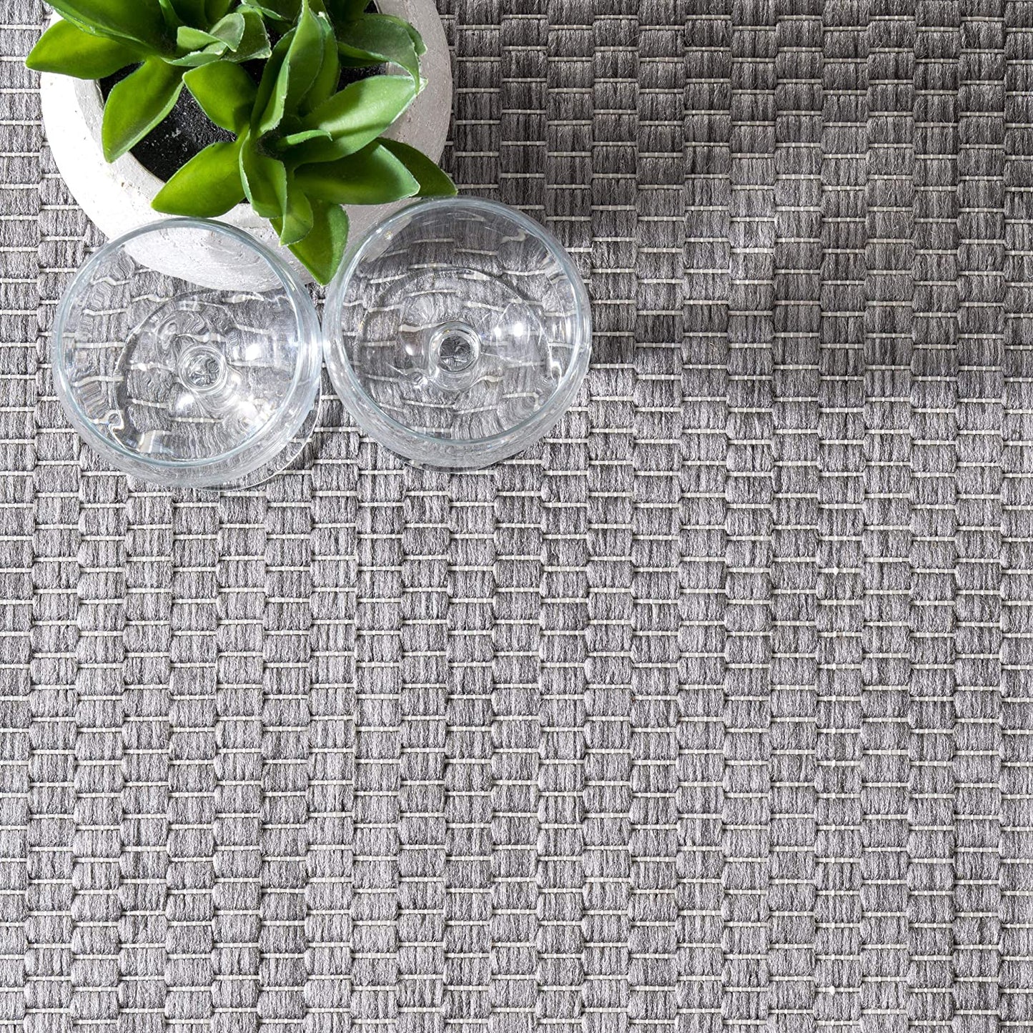 Gris Border Indoor/Outdoor Area Rug, 10' X 13', Grey