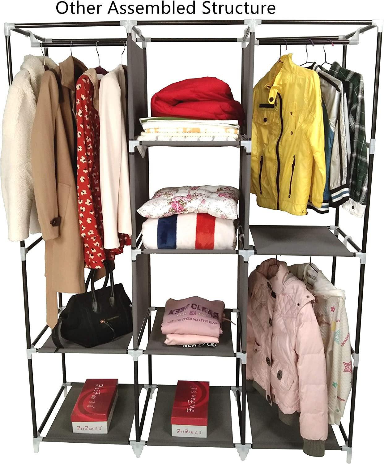 Wardrobe Storage Closet Clothes Portable Wardrobe Storage Closet Portable Closet Organizer Portable Closets Wardrobe Closet Organizer Shelf Wardrobe Clothes Organizer Standing Closet Gray