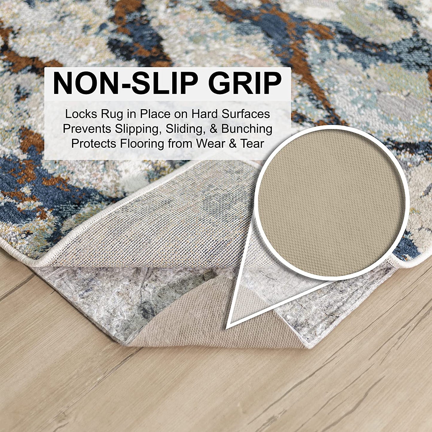 8' X 10' Non Slip Rug Pad Gripper 3/8 Thick Dual Surface Felt + Rubber Gripper - Safe for All Floors
