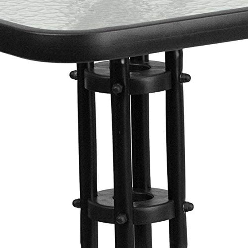 23.5'' Square Tempered Glass Metal Table