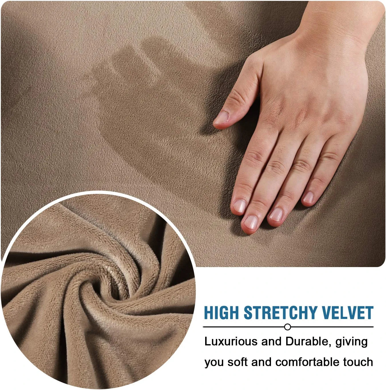 Modern Velvet Plush 4 Piece High Stretch Sofa Slipcover Sofa Cover Furniture Protector Form Fit Luxury Thick Velvet Sofa Cover for 3 Cushion Couch, Machine Washable (Sofa,Camel)