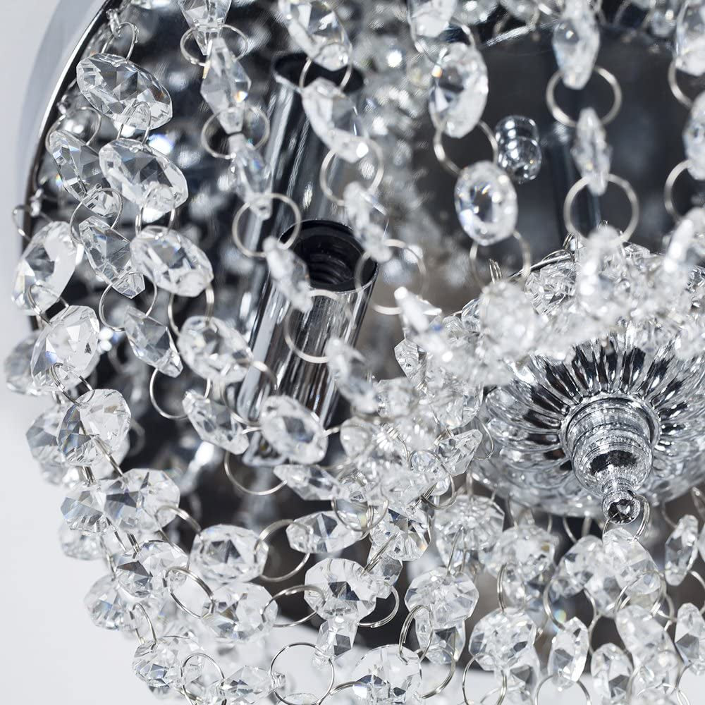 2 Lights Mini Crystal Ceiling Light Fixture, Small Modern Closet Chandelier Elegant Chrome Ceiling Lighting Lamp for Bedroom Hallway Kitchen Dining Room Bathroom Entry,H8.3'' X D9.8"