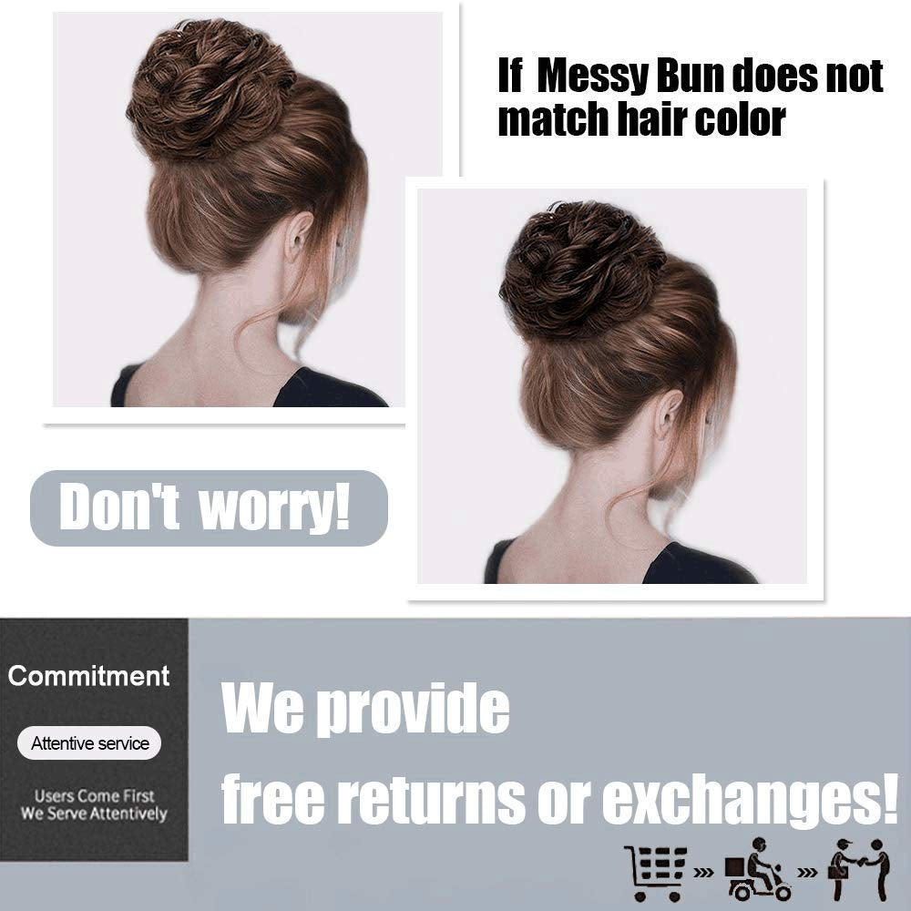 1PCS Messy Hair Bun Hair Scrunchies Extension Curly Wavy Messy Synthetic Chignon for Women Updo Hairpiece