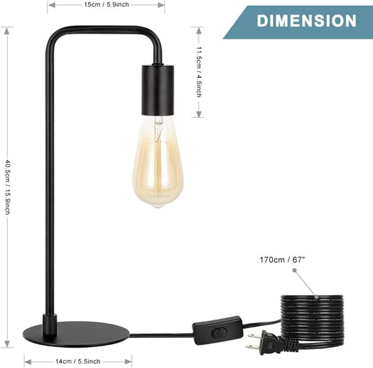 Industrial Table Lamp Set of 2, Small Black Metal Desk Lamp for Bedroom Nightstand Dressers Office Living Room Coffee Table College Dorm