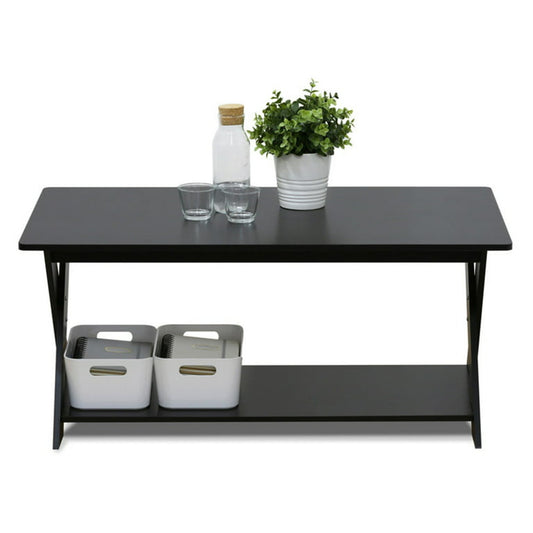 Furinno Modern Simplistic Criss-Crossed Coffee Table, Espresso
