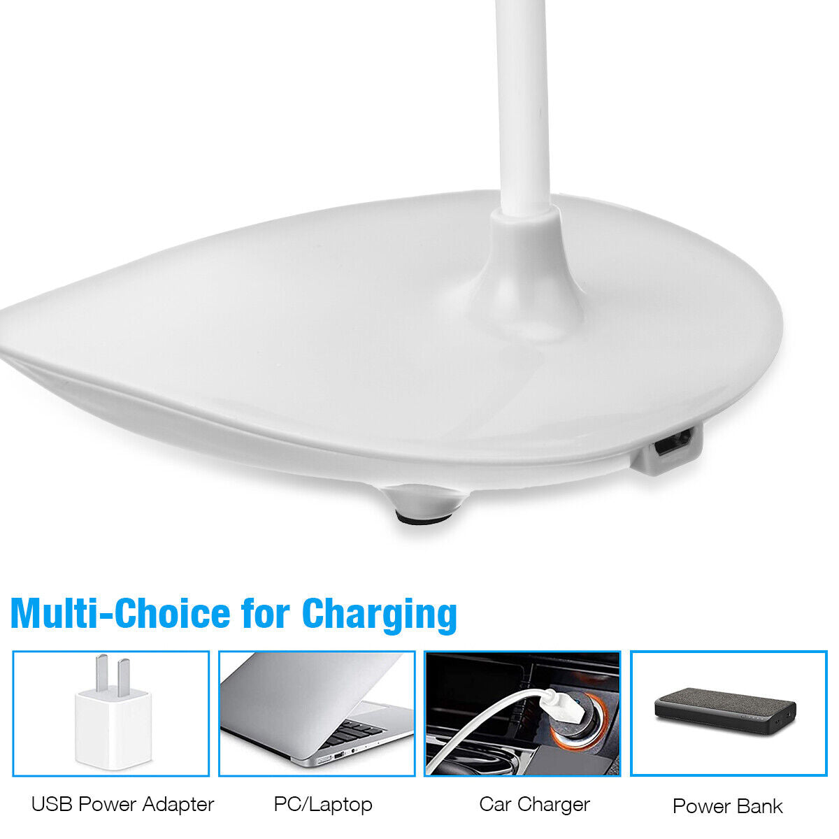 Dimmable LED Desk Light Touch Sensor Table Bedside Reading Lamp USB Rechargeable