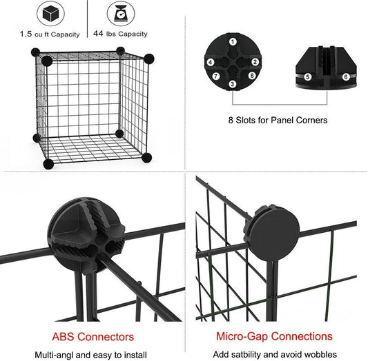 DIY Small Animal Playpen, Pet Playpen, Rabbit Cage, Guinea Pig Cages, Puppy Playpen, Kitten Playpen | Indoor & Outdoor Portable Metal Wire Yard Fence (16Pcs Metal Panels)