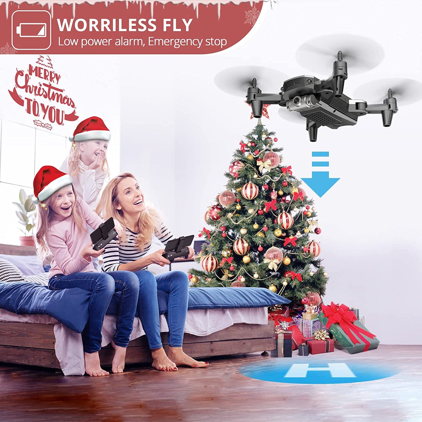 D20 Mini Drone for Kids with 720P HD FPV Camera Remote Control Toys Gifts for Boys Girls with Altitude Hold, Headless Mode, One Key Start Speed Adjustment, 3D Flips 2 Batteries, Silver