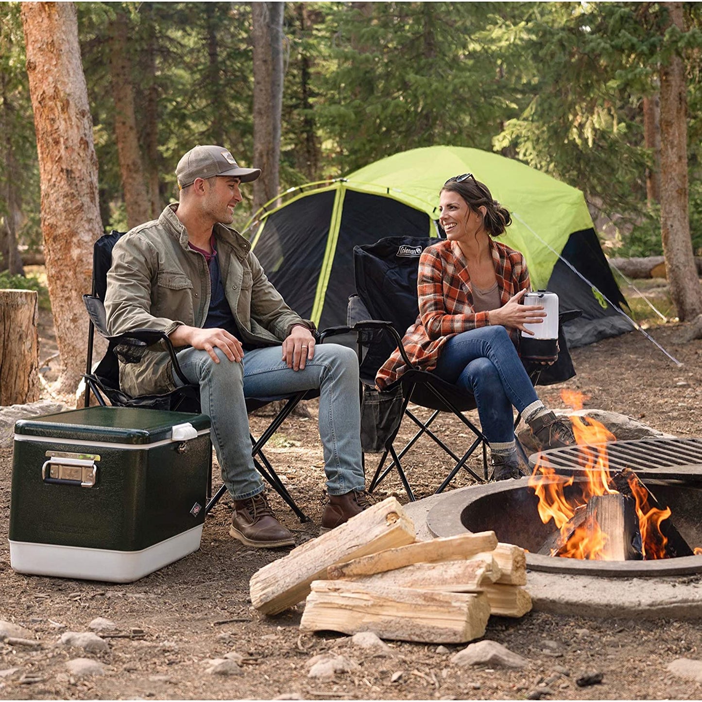 Camping Chair with Built-In 4 Can Cooler