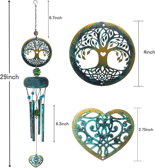 Wind Chimes Outdoor, Tree of Life Wind Chimes, Memorial Wind Chimes, Birthday Gifts, Gifts for Mom, Momgrandma Gifts, Retro Asphalt Chime for Outdoor Decor, Garden Decor, Yard Decorations, 27 Inch