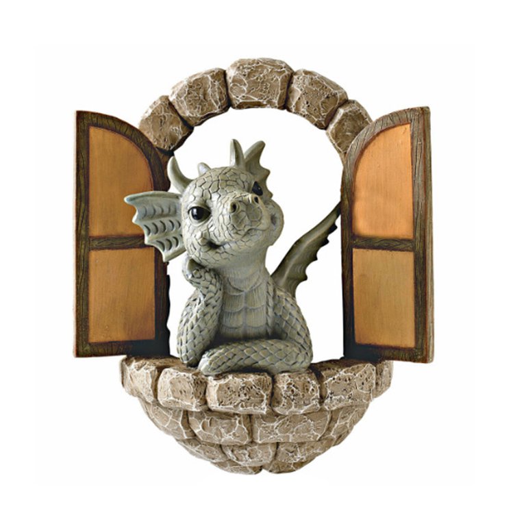 RELAX Courtyard Dinosaur Sculpture Wall Decoration, Weatherproof Resin Statue Miniatures, Lovely Dragon Garden Ornaments for Patio Yard (Dinosaur)