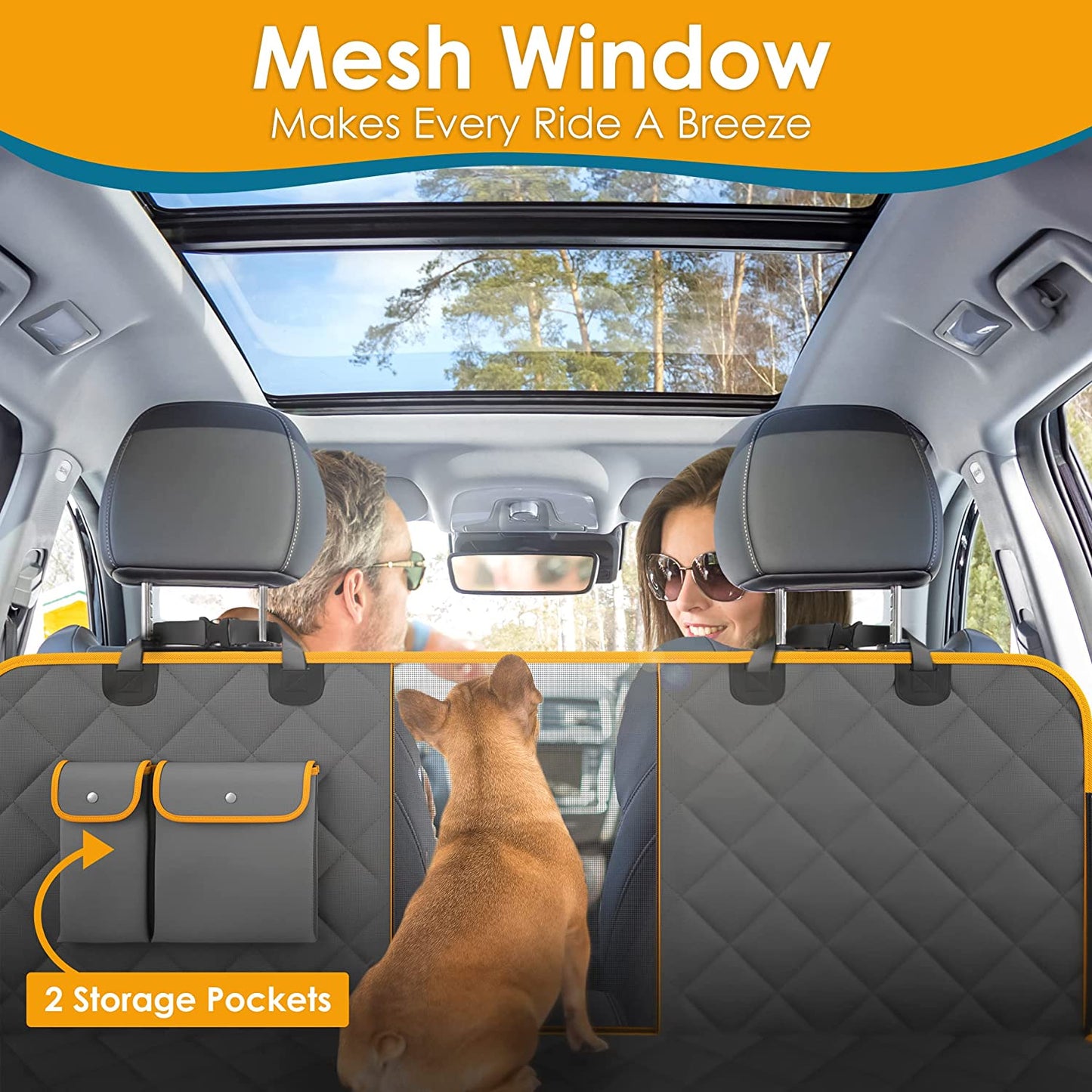 Dog Car Seat Cover – Premium Nonslip & Scratchproof Dog Seat Covers for Cars – Waterproof Car Seat Covers for Dogs with Bonus Car Seat Belt – SUV, Trucks & Car Hammock for Dogs with Mesh Window