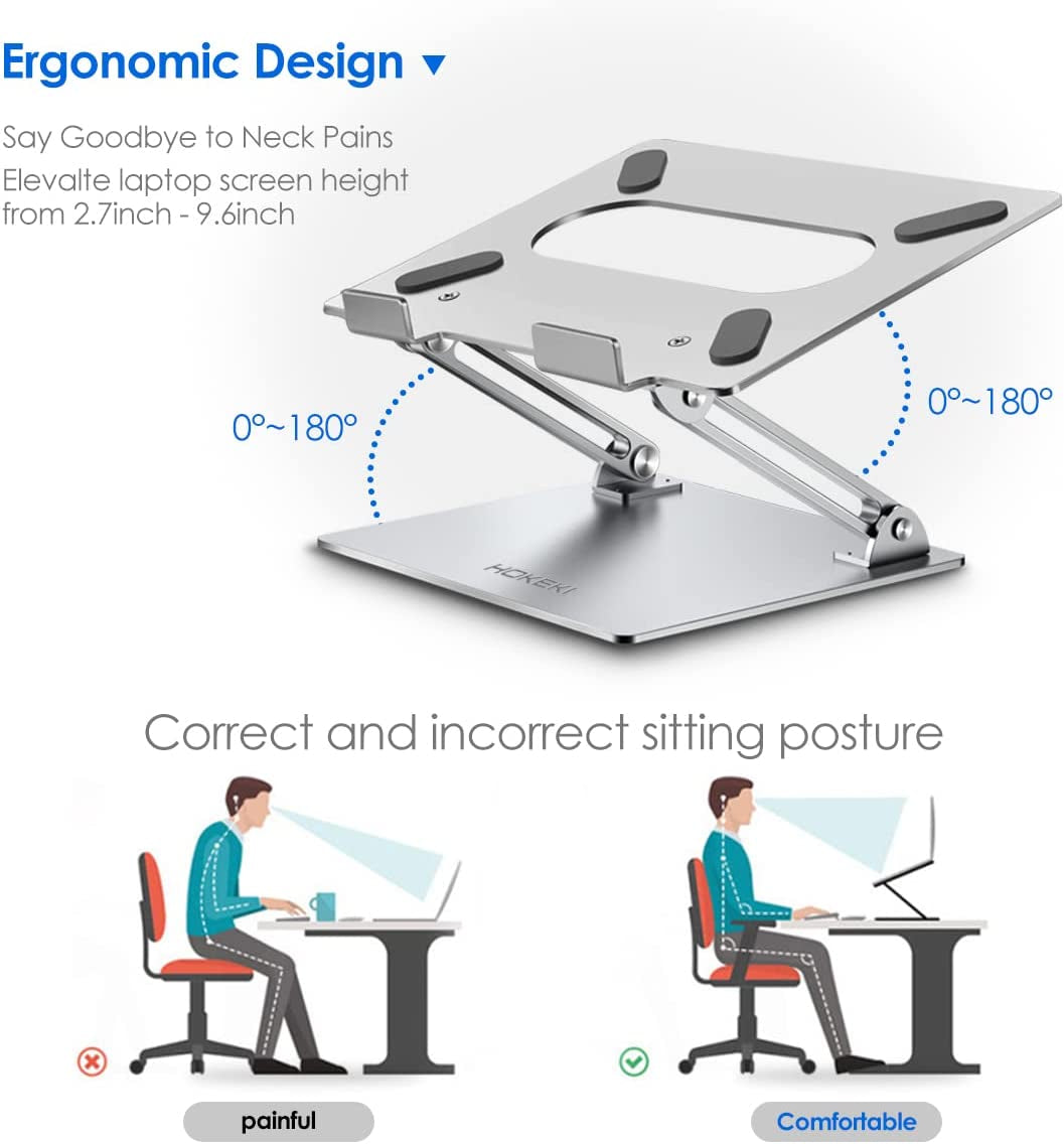 Adjustable Laptop Stand for Desk, Ergonomic Portable Computer Stand Aluminum Laptop Holder with Heat-Vent to Elevate Laptop, Macbook, Air, Pro, Dell XPS, Samsung, 11-17" All Laptop Stand Holder