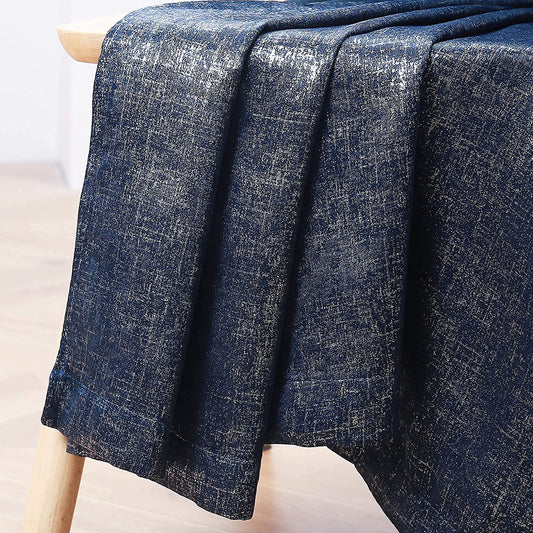 Navy Blue Blackout Curtains 84 Inch 2 Panels Set Silver Sparkle Patterned Window Curtains Luxury Room Darkening Curtains 85% Blackout Thermal Insulated for Living Room Grommet Top W52 Xl84
