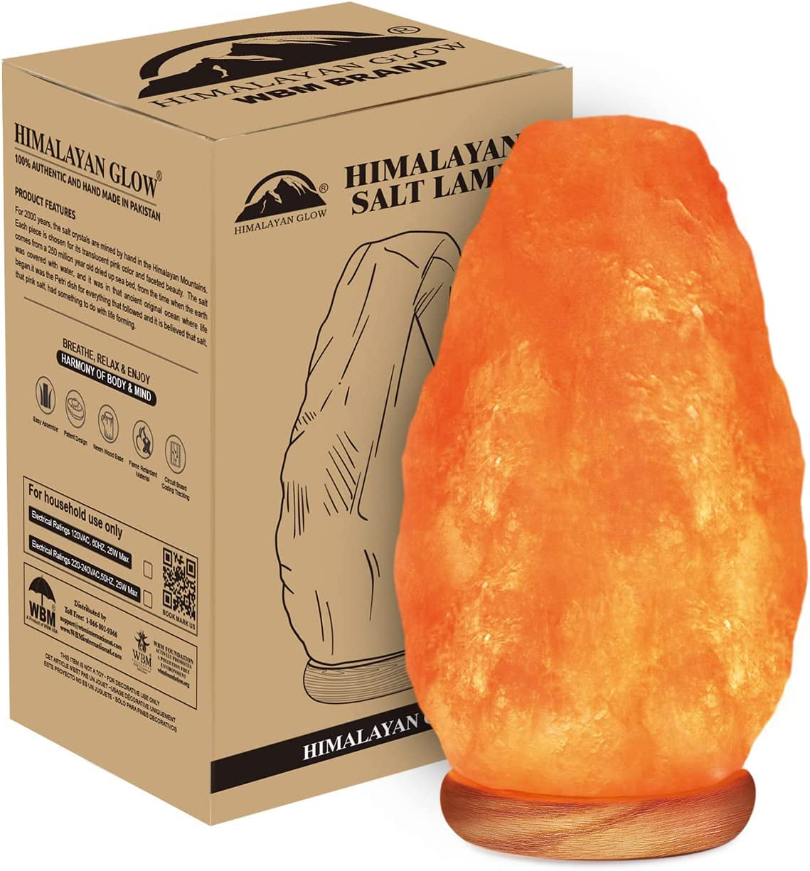 Himalayan Glow Salt Lamp with Dimmer Switch 5-7 Lbs