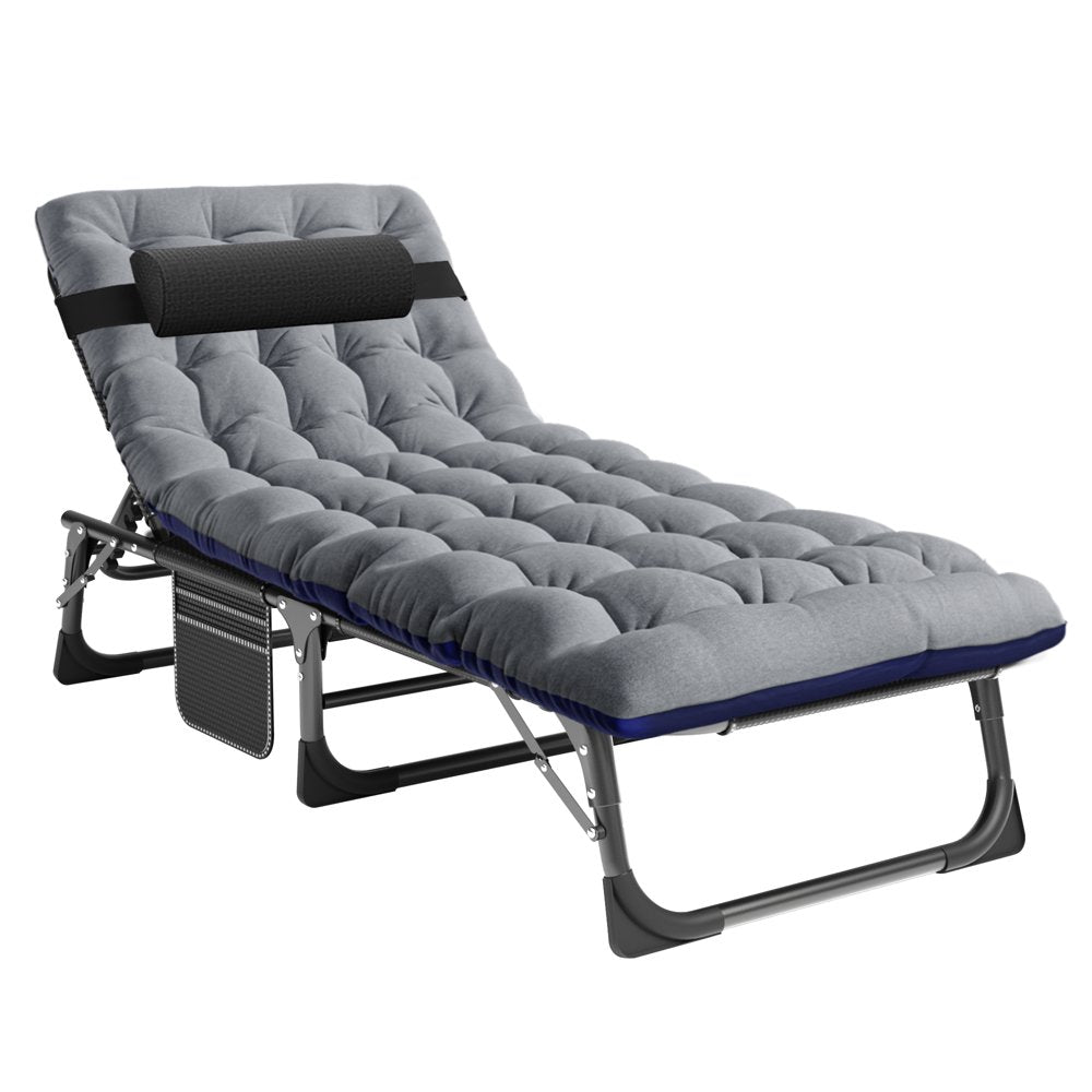 Sleeping Cots Bed with Mattress & Pillow, Portable Folding Bed Cot, Folding Camping Cot, Adjustable 4-Position Folding Lounge Chair