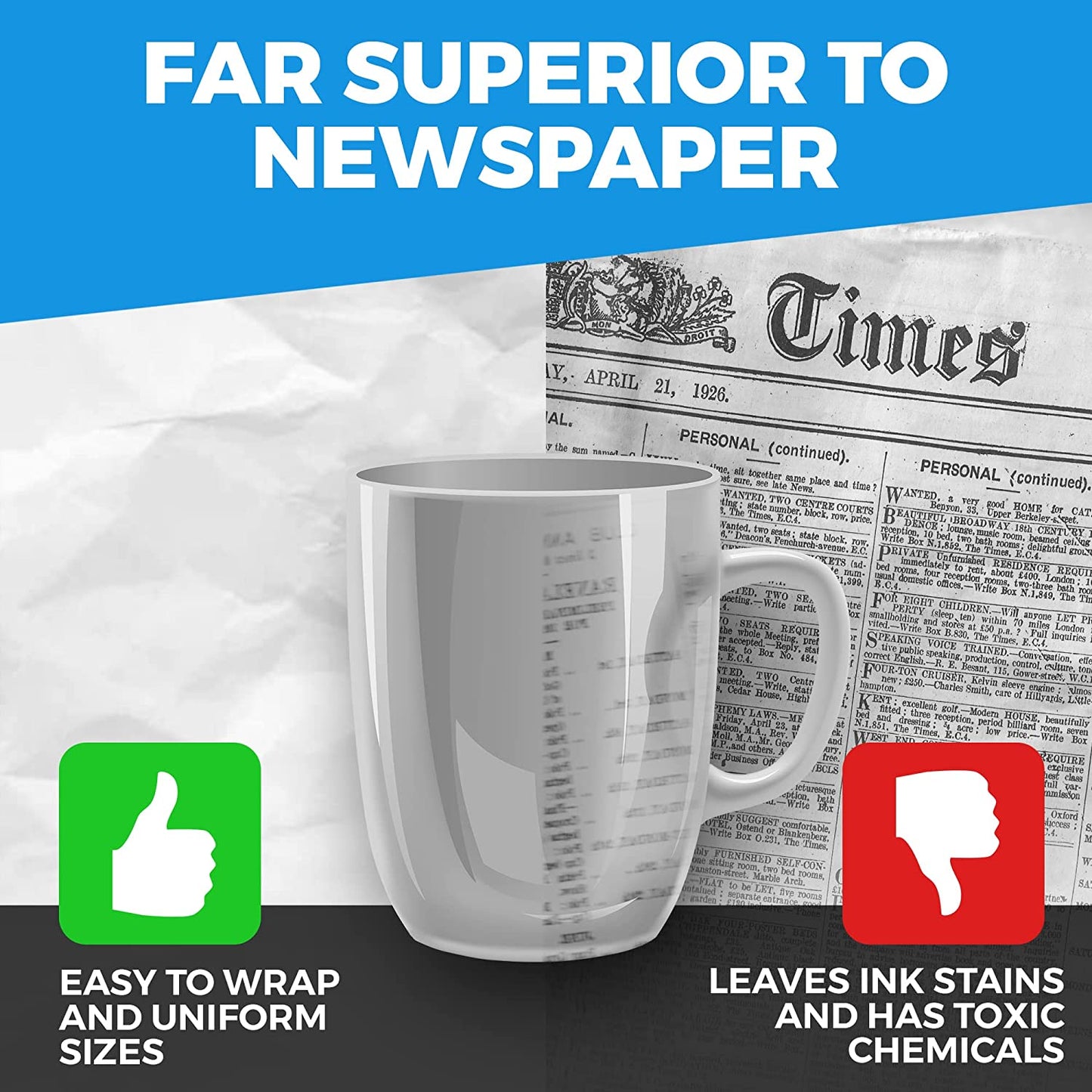 Packing Paper Sheets for Moving - 15Lb - 480 Sheets of Newsprint Paper - Must Have in Your Moving Supplies - 27" X 17" - Made in USA