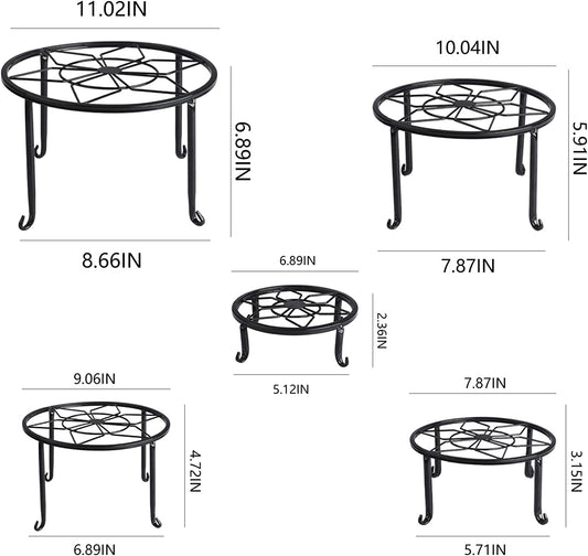 5 Pack Metal Plant Stands,Heavy Duty Potted Holder for Flower Pot,Indoor Outdoor Metal Rustproof Iron Garden Container round Supports Rack for Planter…