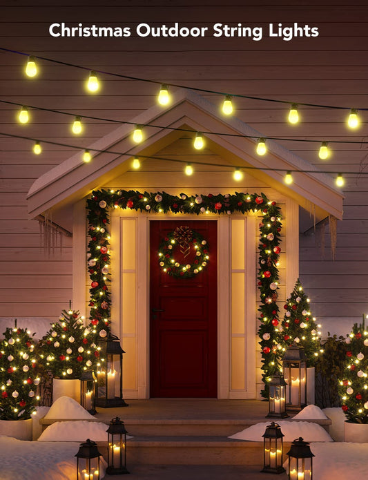Smart Outdoor String Lights, 96Ft App Control Lights with 6 Scene Modes, IP65 Waterproof Shatterproof Patio Lights with 30 Dimmable Warm White LED Bulbs for for Balcony, Backyard, Party