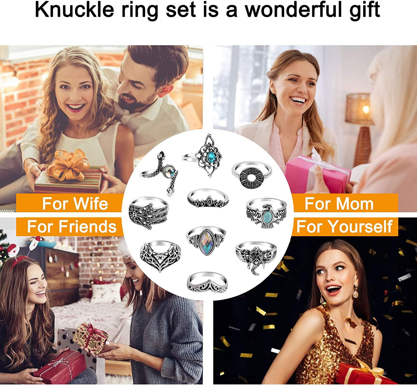 60-99 Pcs Knuckle Rings for Women Stackable Rings Set Silver Rings Gold Bohemian Retro Vintage Joint Finger Rings Hollow Carved Flowers Knuckle Midi Rings