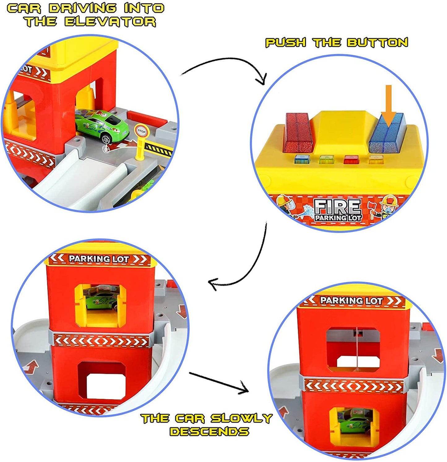 Toy Car Garage for Boys Kids Ages 4-8 Toddlers Building Track Car Playset Parking Lot Firetruck Toys Birthday Gifts Party Games for Boys Girls 3 4 5 6 7 8