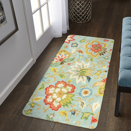 Collection Floral Runner Rug 2'X4' Non Slip Vintage Hallway Runner Rug, Laundry Throw Rugs and Mats for Laundry Room, Washable Runner Rugs for Kitchen Floor Bedroom Hallway Entryway Area Rugs