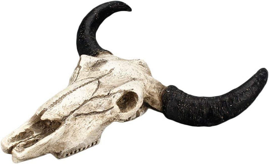 1Pcs Resin Wall Hanging Horn Skulls Steer Bull Head Sculpture Long Horn Cow Skull Wall Hanging Mounted Longhorn Steer Resin Wall Deco (NO.1)