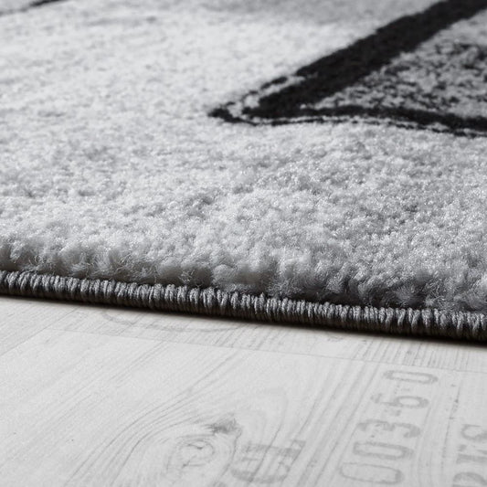 Area Rug Modern Abstract Paint Effect in Black Grey for Living-Room, Size: 2'8" X 4'11"