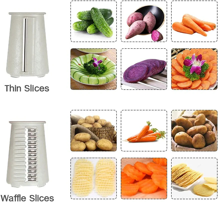 Shining Star Graters for Kitchen,Cheese Grater Efficient Vegetable Slicer with 5 Interchangeable round Stainless Steel Blades,Easy to Clean Rotary Cheese Grater for Fruit,Vegetables,Nuts