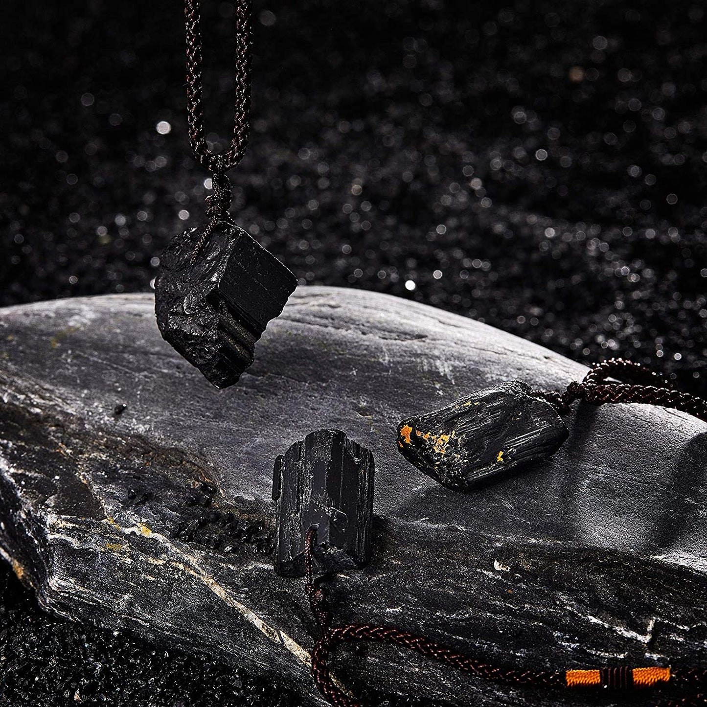 3 Pieces Black Tourmaline Necklace Tourmaline Crystal Stone Necklace Tourmaline Stone Amulet Tourmaline Pillar Pendant for Men