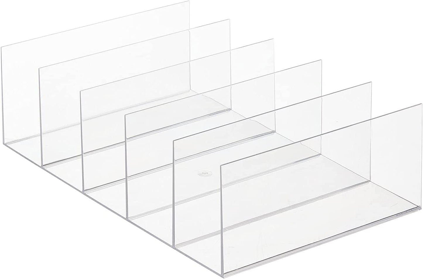 Mdesign Plastic Divided Purse Organizer for Closets, Bedrooms, Dressers - Closet Shelf Storage Solution for Purses, Clutches, Wallets, Accessories - 5 Compartment Sections - Lumiere Collection - Clear