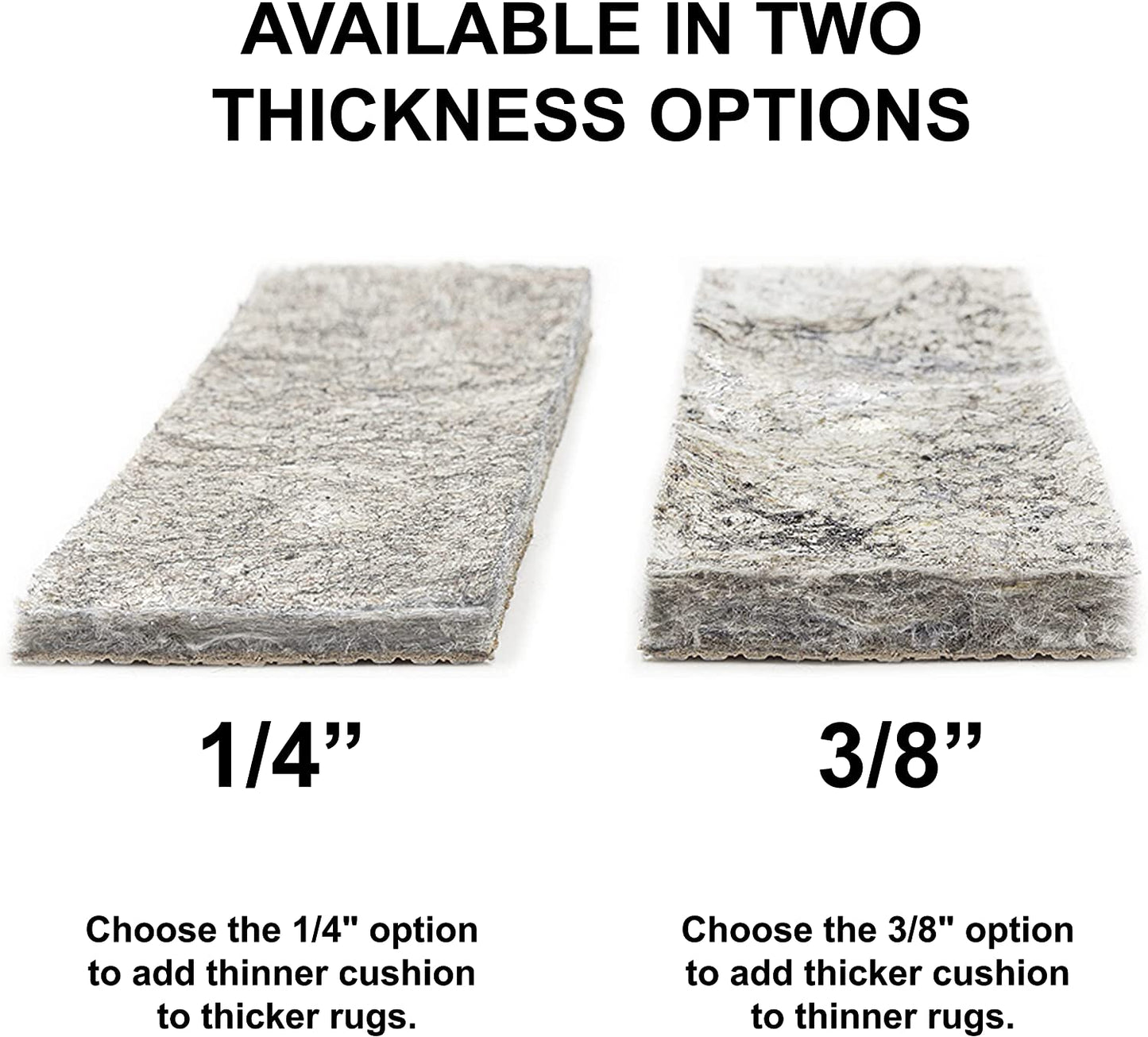 8' X 10' Non Slip Rug Pad Gripper 3/8 Thick Dual Surface Felt + Rubber Gripper - Safe for All Floors