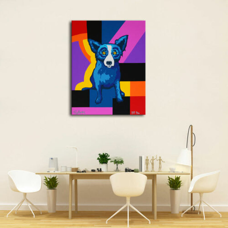 Blue Dog Home Wall Art Decor Animals Poster Print on Canvas 16X20