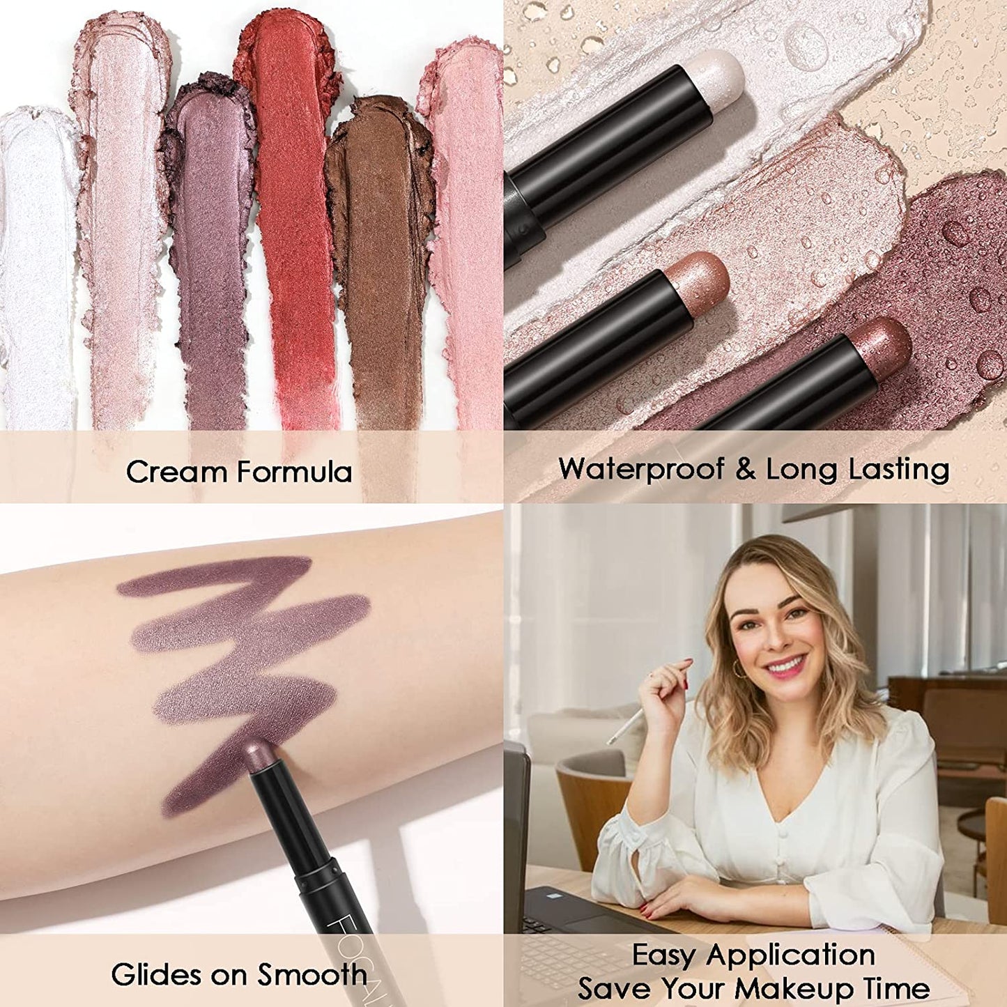 (3 Pcs 2 in 1 Eyeshadow and Eyeliner Pen, Waterproof Eye Shadow Pencil, Hypoallergenic Eyeshadow, Highlighter Eye Liner, Multi-Dimensional Eyes Look, FA38-11116-123