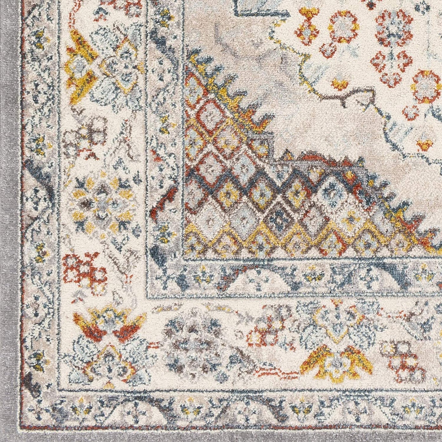 Anja Oriental Medallion Area Rug,5'2" X 7',Grey